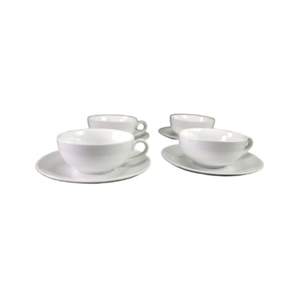Ceramic Latte Cup and Saucer, Set of 4