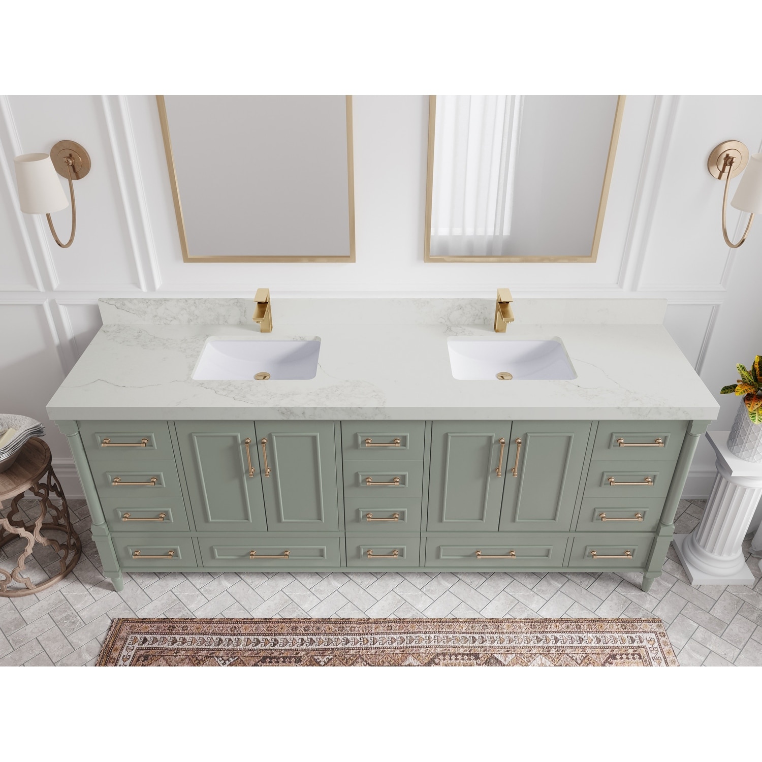 Willow Collections 84 in. W x 22 in. D Aberdeen Double Bowl Sink Bathroom Vanity with Countertop