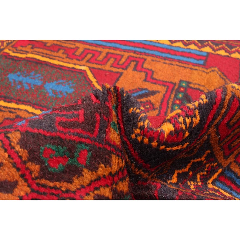 ECARPETGALLERY Hand-knotted Teimani Red Wool Rug - 3'3 x 6'9