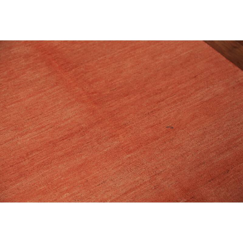 Orange Gabbeh Modern Rug Handmade Stripe Wool Carpet - 3'11" x 5'11"