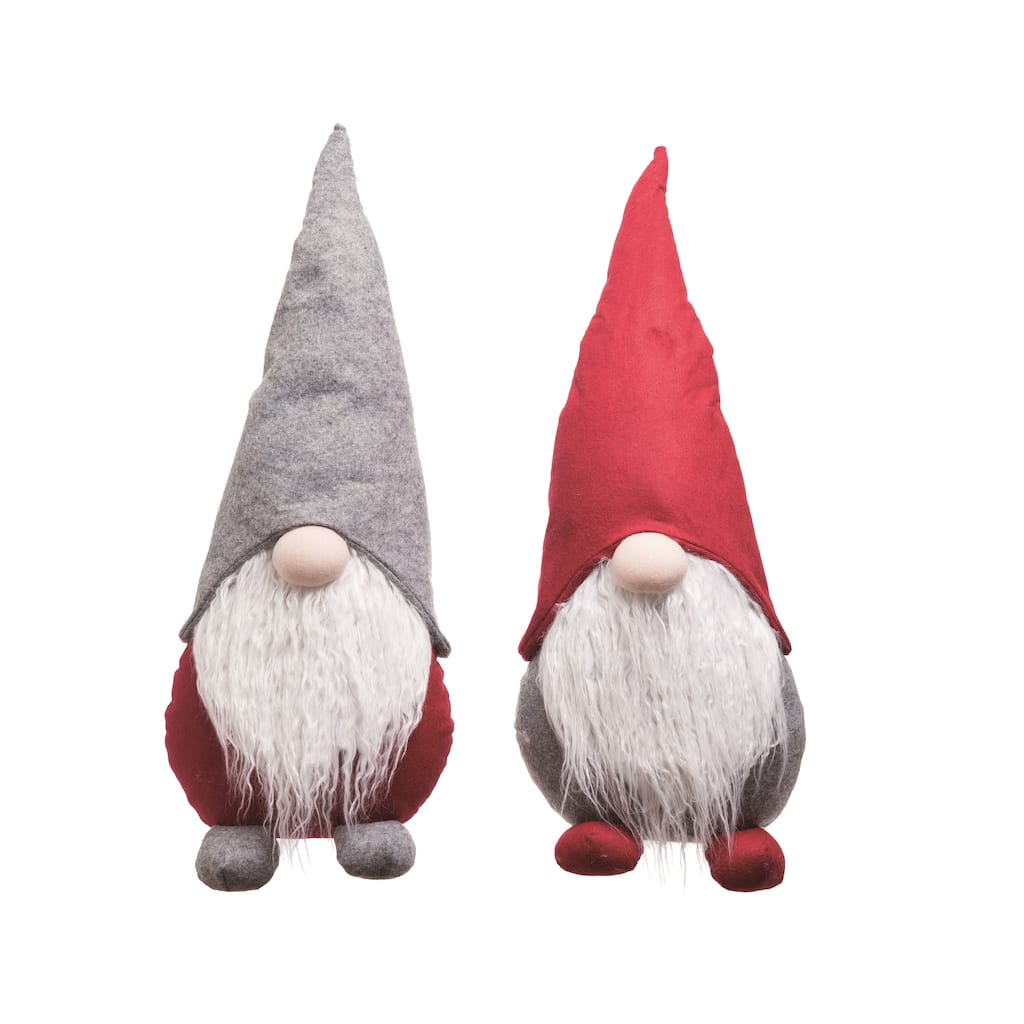 Transpac Large Plush Sitting Gnome Set of 2 Christmas Home Decorations