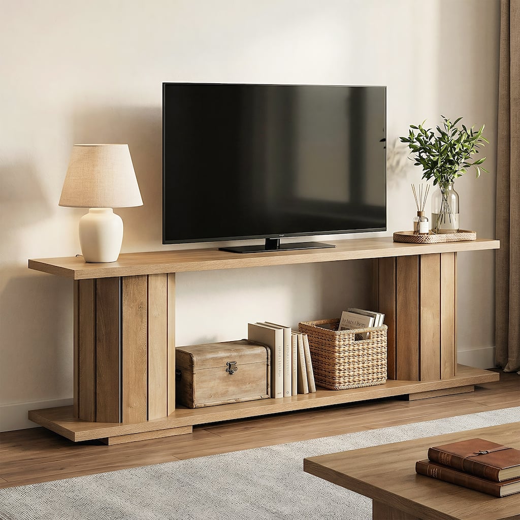 TV Stand for 60/65/70 Inch TVs, Entertainment Center with Open Storage Shelves, TV Console Media Television Stands