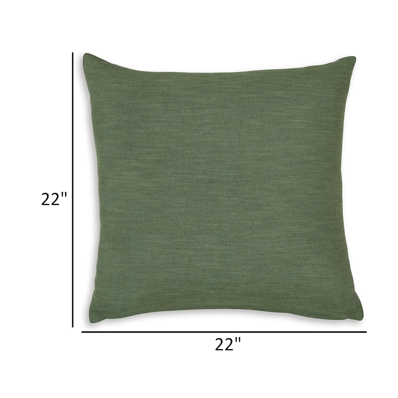 Ina 22 Inch Accent Throw Pillow Set of 4, Square, Green Cotton Linen