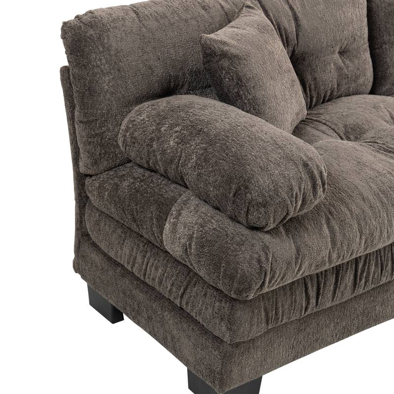 Two-seat Modular Sleeper Sofa, Gray Chenille, for Living Room
