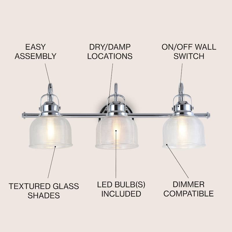 Shirley Metal/Glass LED Vanity Light, by JONATHAN Y