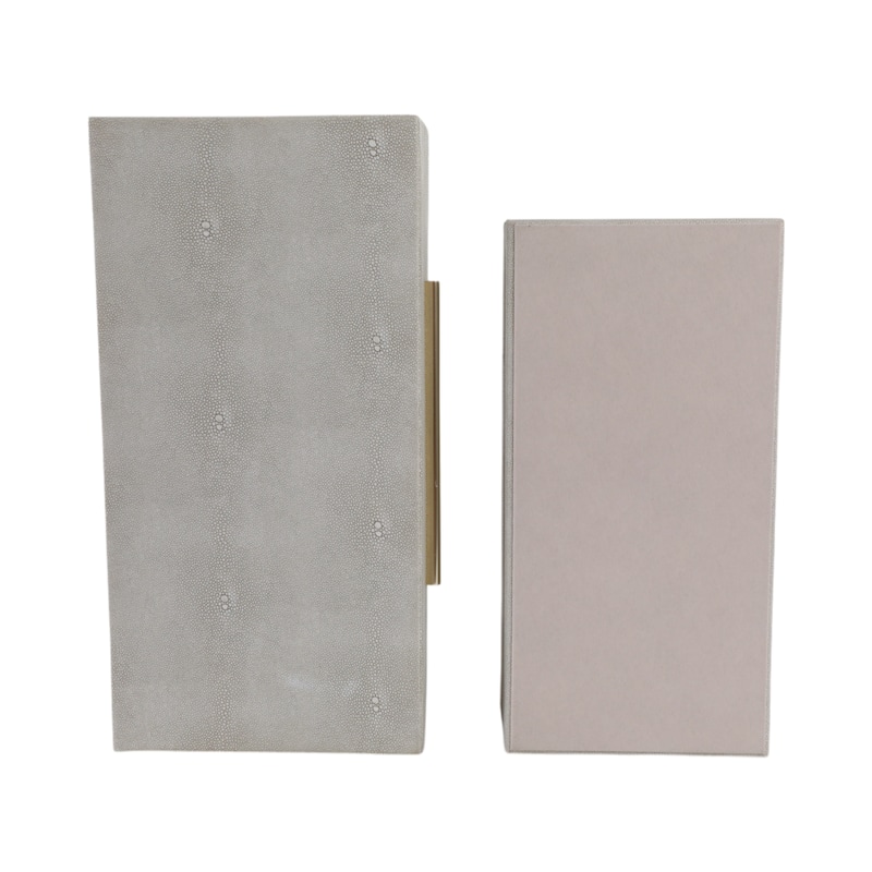 Decorative Rectangle Storage Boxes with Lid (Set of 2) - Gray, 12" - 14" - 14.0"