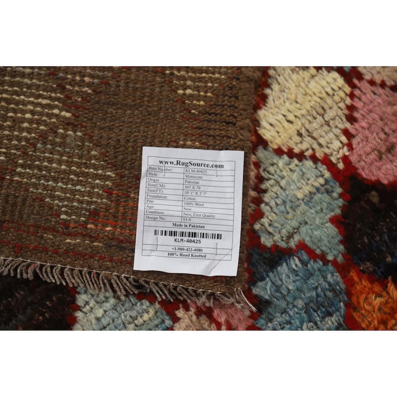 All-Over Trellis Moroccan Oriental Runner Rug Handmade Wool Carpet - 2'7" x 10'1"