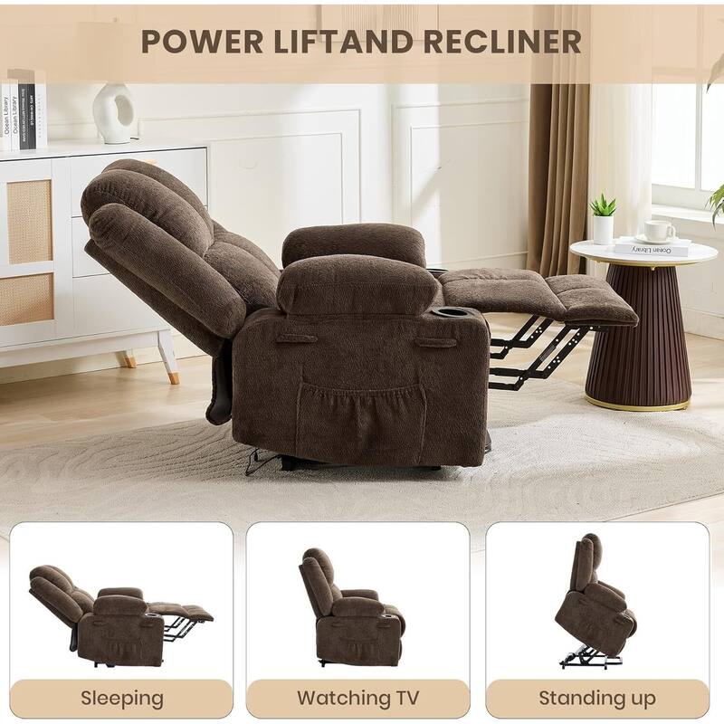 150°Adjustable Lay Flat Power Lift Recliner Sofa Chair for Elderly, Living Room