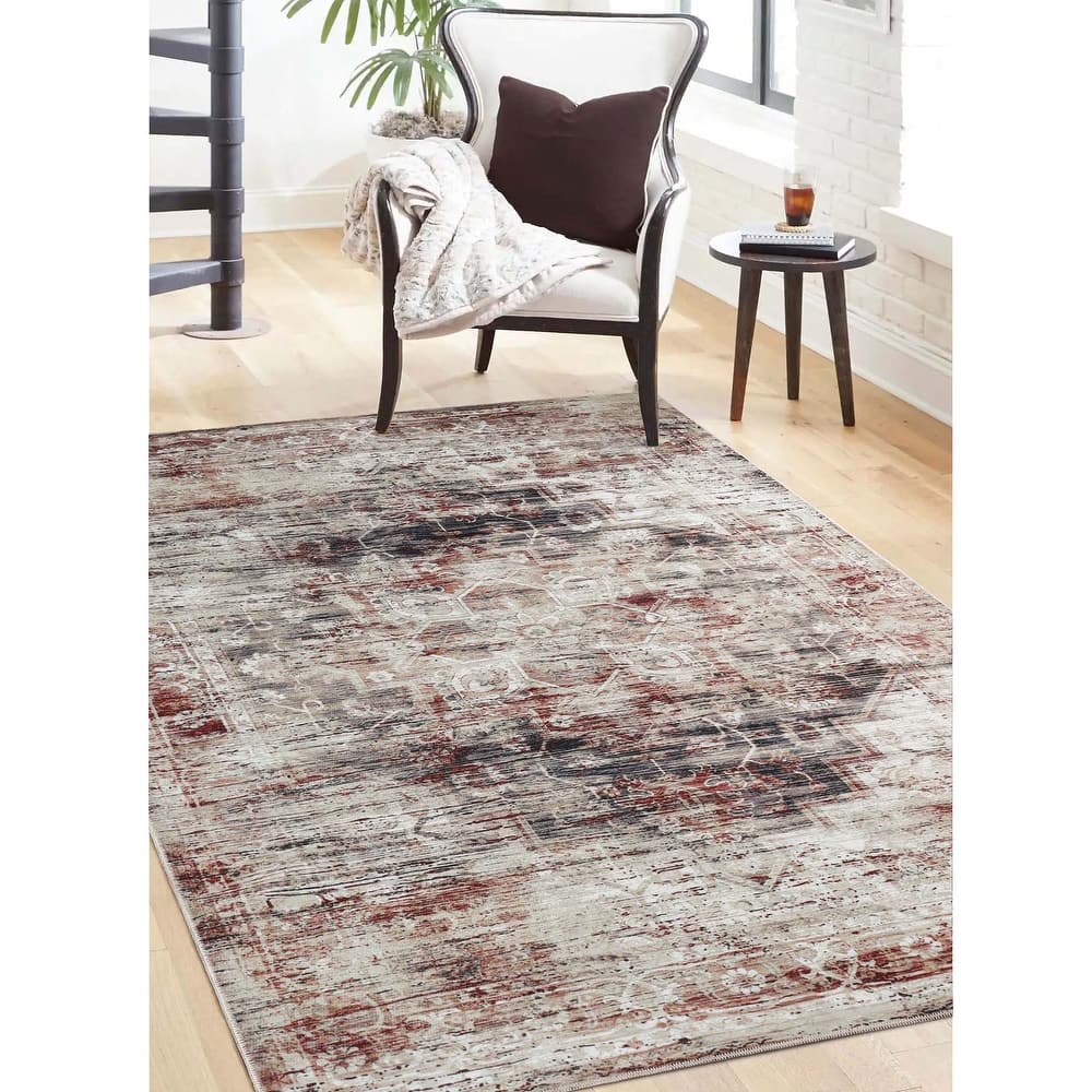 Superior Canary Medallion Washable Indoor Area Rug