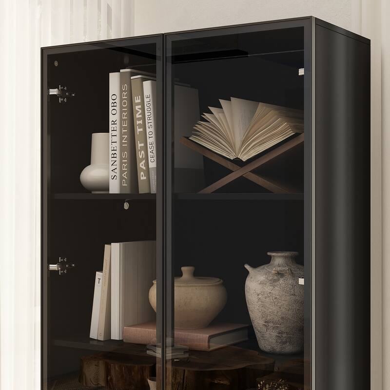 Tall Modular Display Storage Cabinet Bookcase w/Light Home Office
