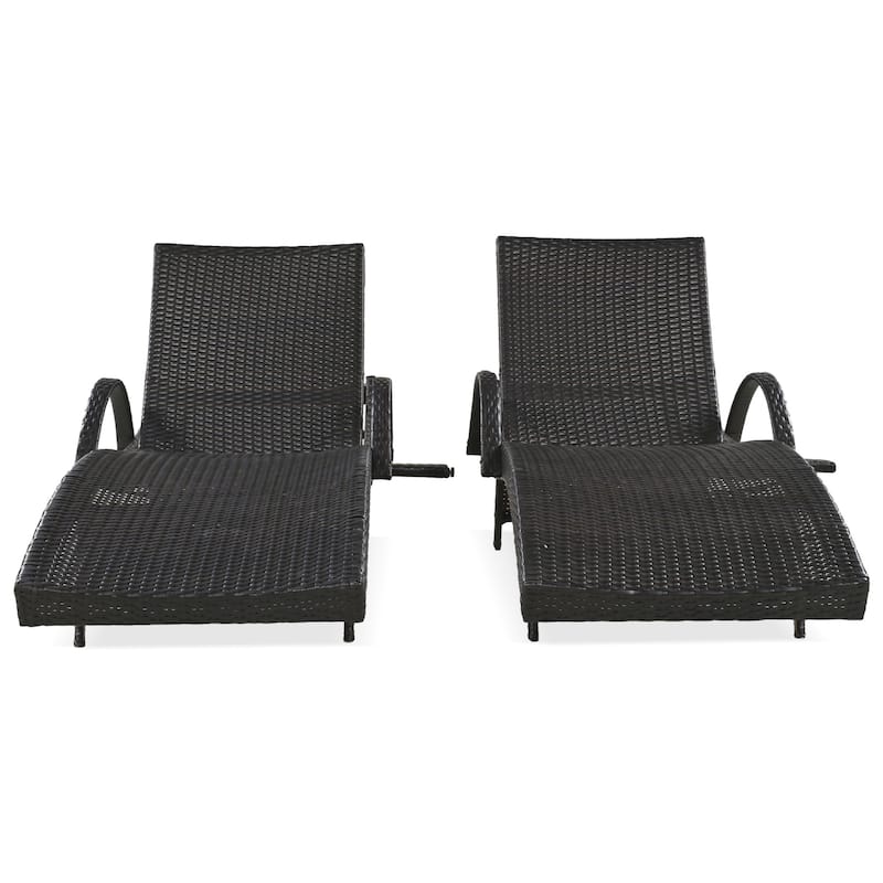 80'' Outdoor Wicker Chaise Lounge Chairs Set of 2