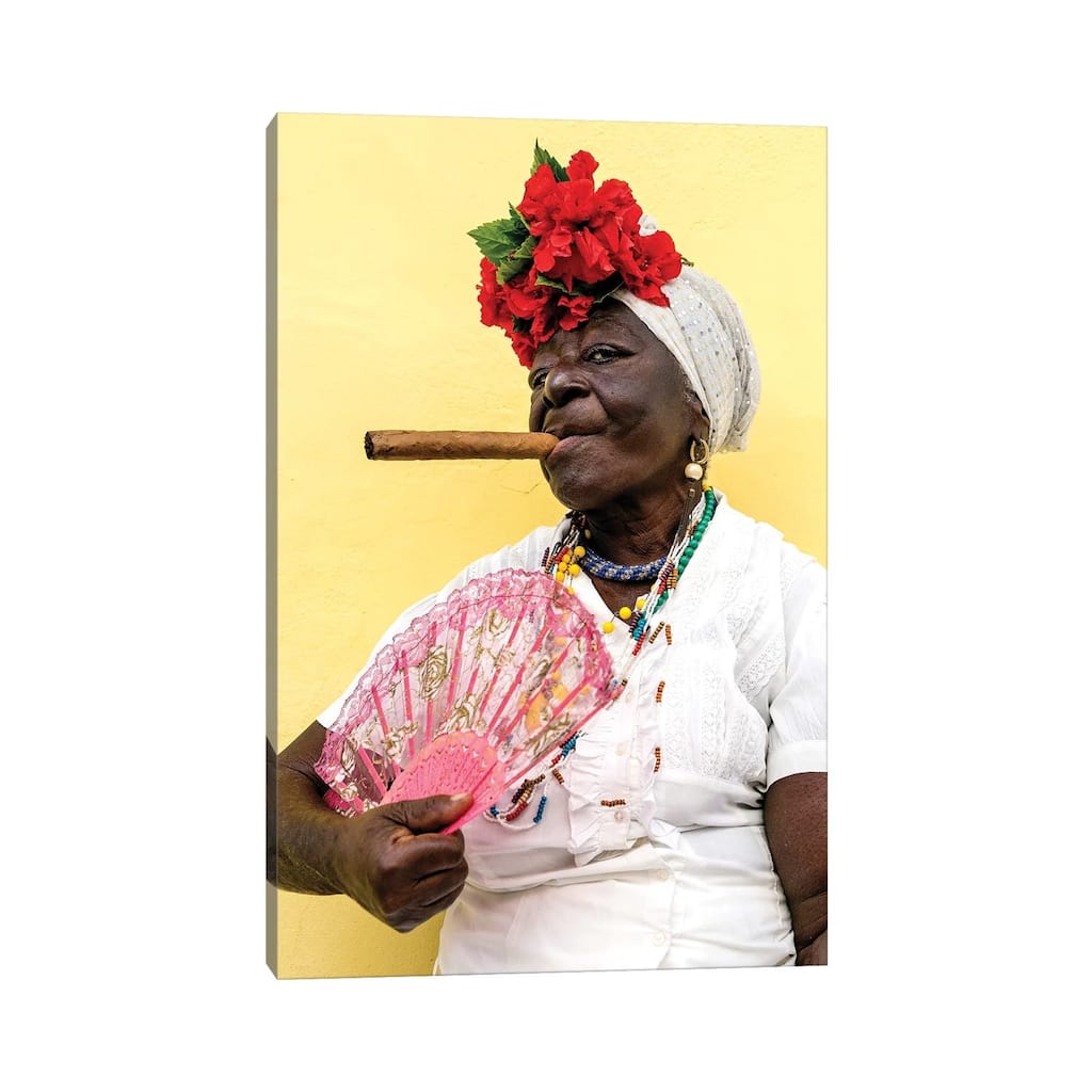 iCanvas "Woman Smoking Cigar In Havana Cuba" by Susanne Kremer Canvas Print