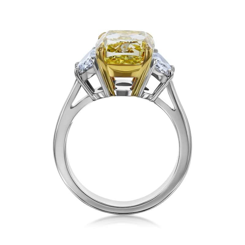 Kobelli 6.01 Carat Fancy Yellow Diamond GIA Certified Solid Platinum 3-Stone One-of-a-Kind Juliet Ring