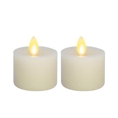 Ivory Flameless Candle Tealights - Flat Top Unscented (Set of 2) - 1.9" x 2.0" by LightLi - 1.9" x 2.0"