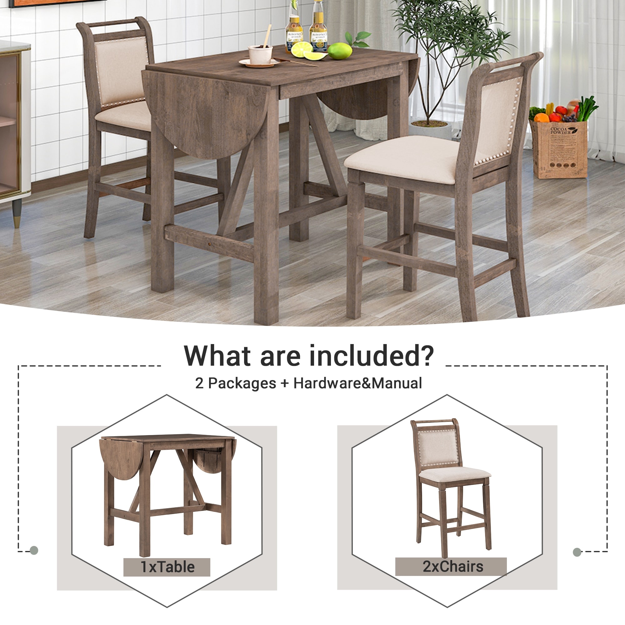 Small Spaces Folding Leaf Table And Chairs Wood Counter High
