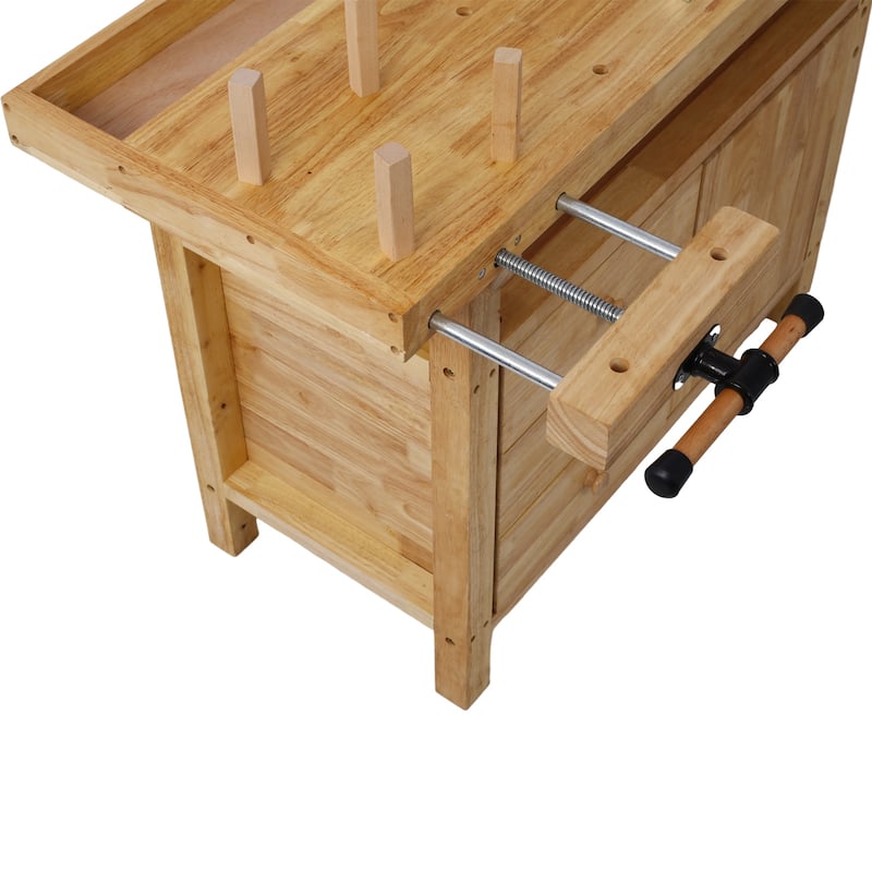 Wood Workbench - Wooden Workbench for Garage Workshop and Home