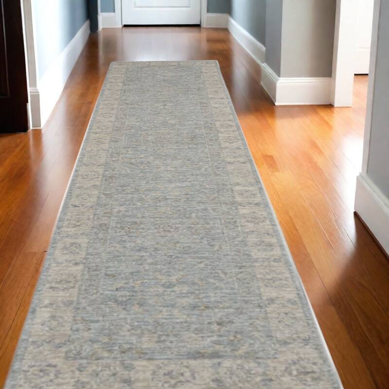 Power Loomed Floral Traditional Durable Area Rug - 122' X '27' X '0.5 - 122' X '27' X '0.5 - Oxford Blue - Runner