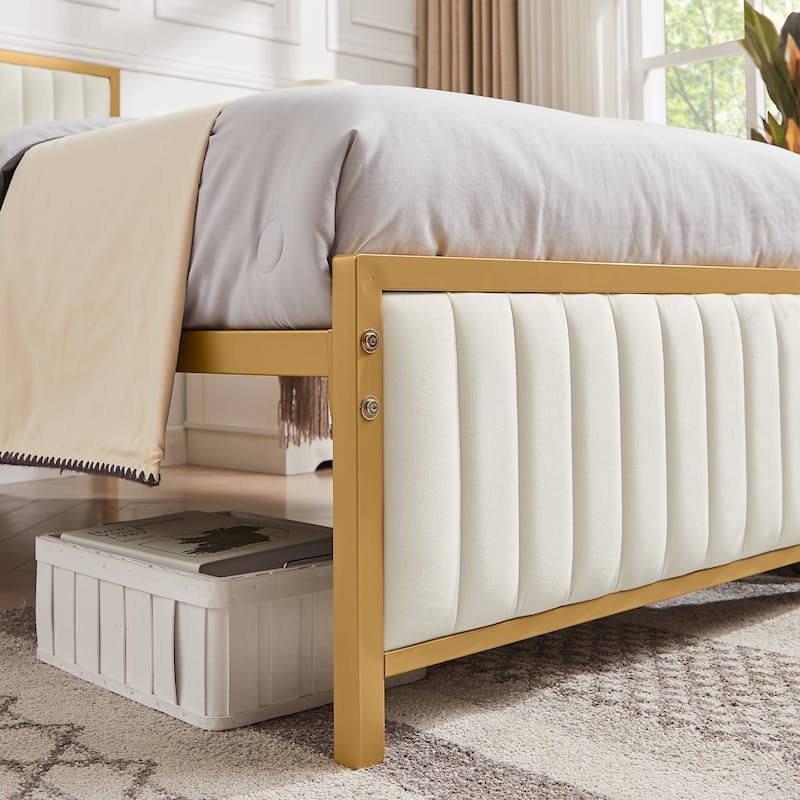 VECELO Upholstered Bedroom Set Upholstered Bed Frame with Nightstand Set of 2