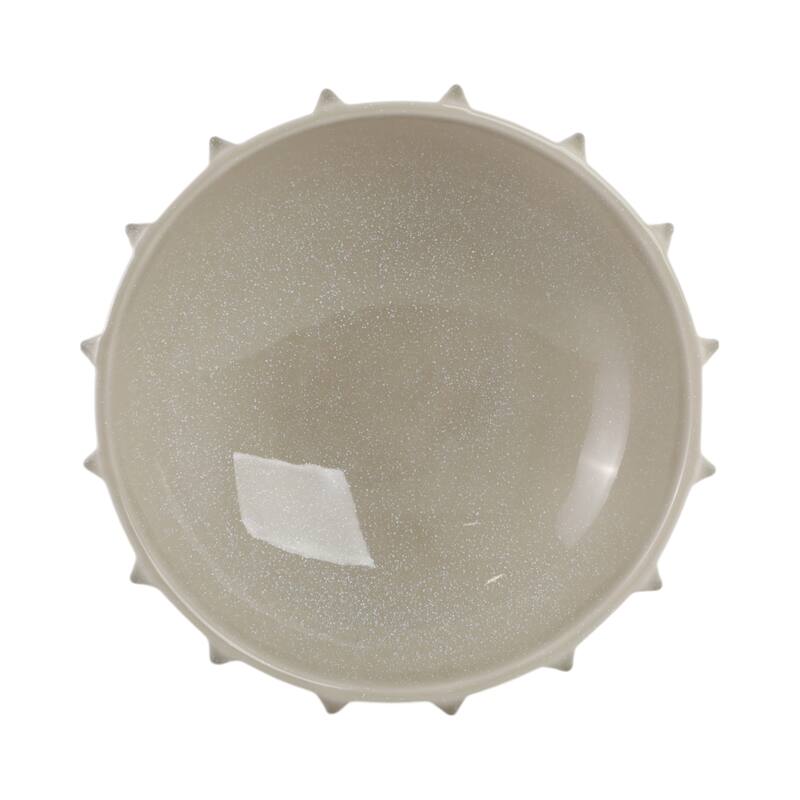 Pottery Earthenware Decorative Bowl with Sculpted Rim - 16" Taupe - 15.5" x 15.5" x 5"