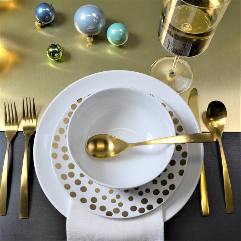 Euro Ceramica Porcelain 4 Piece Gold Accent Plates Set