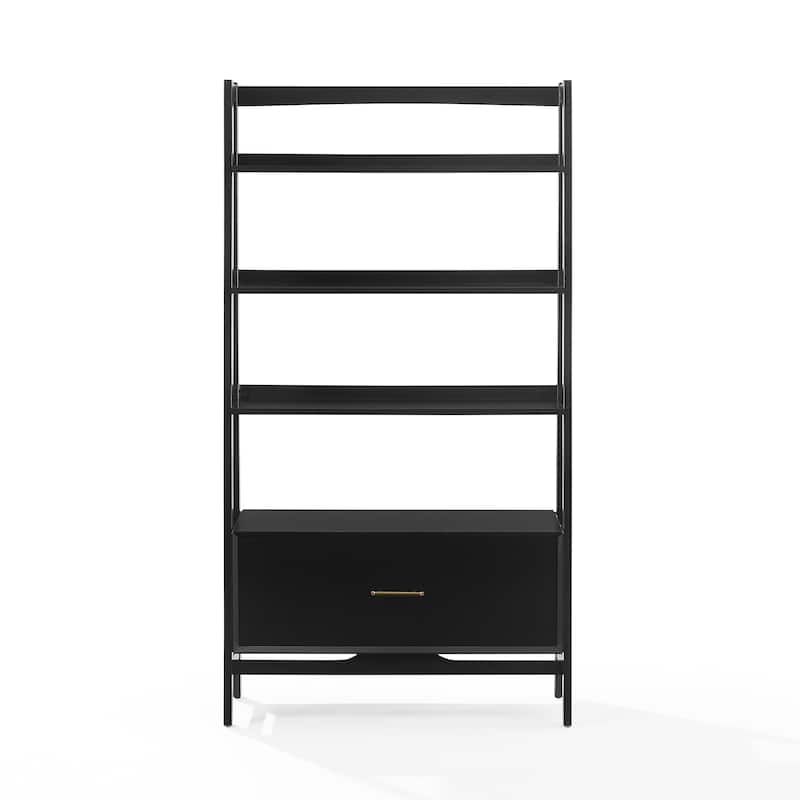 Crosley Landon Large Etagere Bookcase - Matte Black