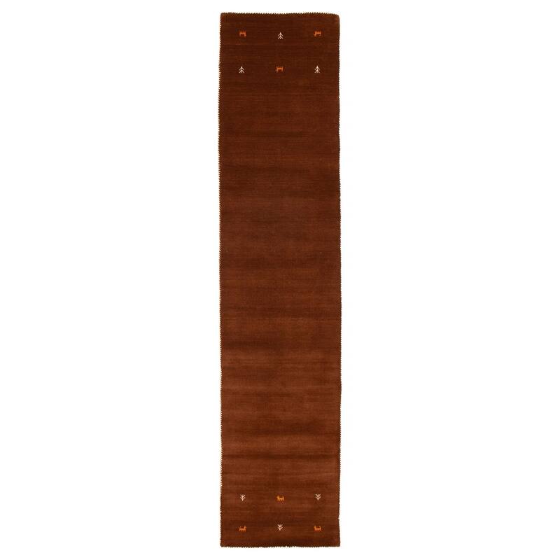 Kashkuli Gabbeh Brown Rug 2'8" x 12'9" - 2'8 x 12'9 - Dark Brown - 2'8 x 12'9