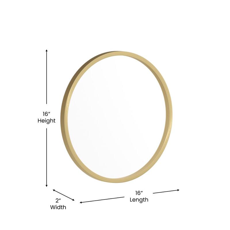 Wall Mount Shatterproof Round Accent Wall Mirror with Metal Frame