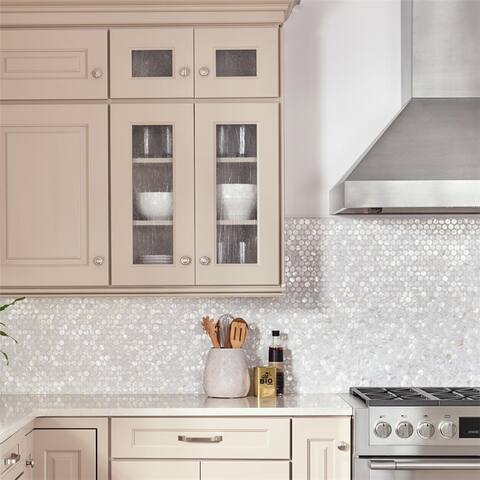 Merola Tile Conchella Penny White 11.25" x 1.63" Natural Seashell Mosaic Tile