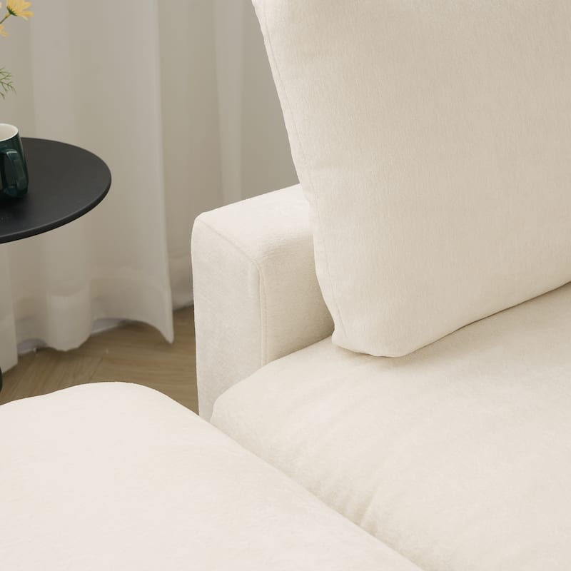 5 Seat L-Shaped Sectional Sofa chenille Fabric Upholstered Couch with Removable Cushions Modern Living Room Furniture