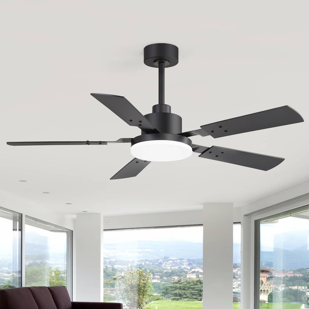 52 Inch Modern Ceiling Fan with LED Light and Remote, Quiet DC Motor, Reversible 6-Speed, Ceiling Fan with Light for Bedroom