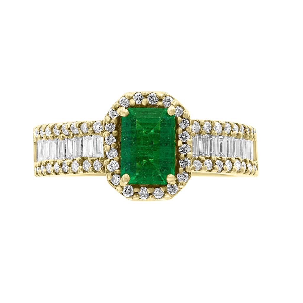 EFFY 14K Gold Diamond Natural Emerald Ring