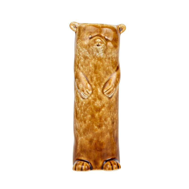 Stoneware Bear Vase with Reactive Crackle Glaze