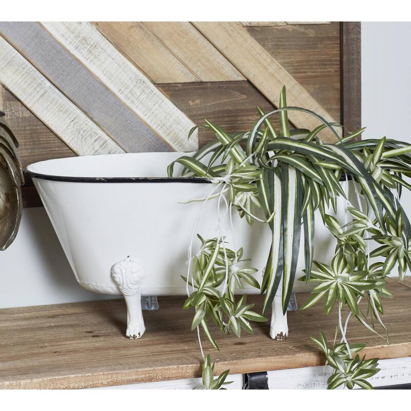Metal Bathtub Indoor Outdoor Planter - White - Roche River Decor
