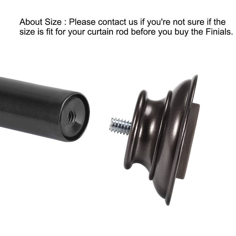 Curtain Rod Finials, Plastic End for 19mm Dia(Max.) Rod, 35mm x 54mm Brown 2pcs