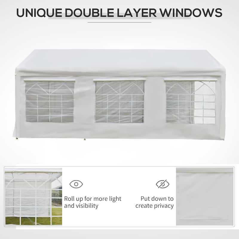 Outsunny 10x20ft Heavy Duty Carport with Removable Sidewalls and Doors, Portable Garage Tent Car Canopy Boat Shelter