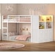 preview thumbnail 26 of 41, Twin Size Low Loft Bed 6 Fabric Storage Drawers LED Lights Twin Over Twin Bunk Bed Antique White