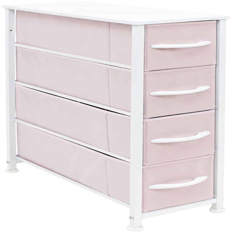 Narrow Dresser with 4 Drawers - Pink