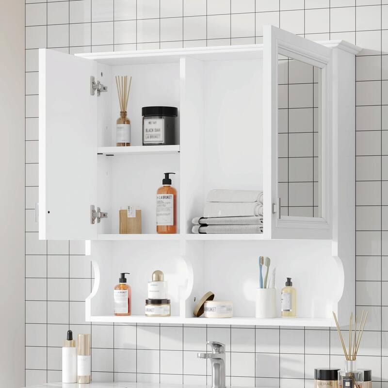 30-Inch Mirror Medicine Cabinet with Open Shelves