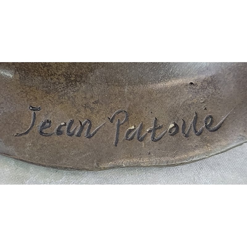 Art Nouveau Female Portrait Bronze Metal Hanging Wall Plate Signed Original Art