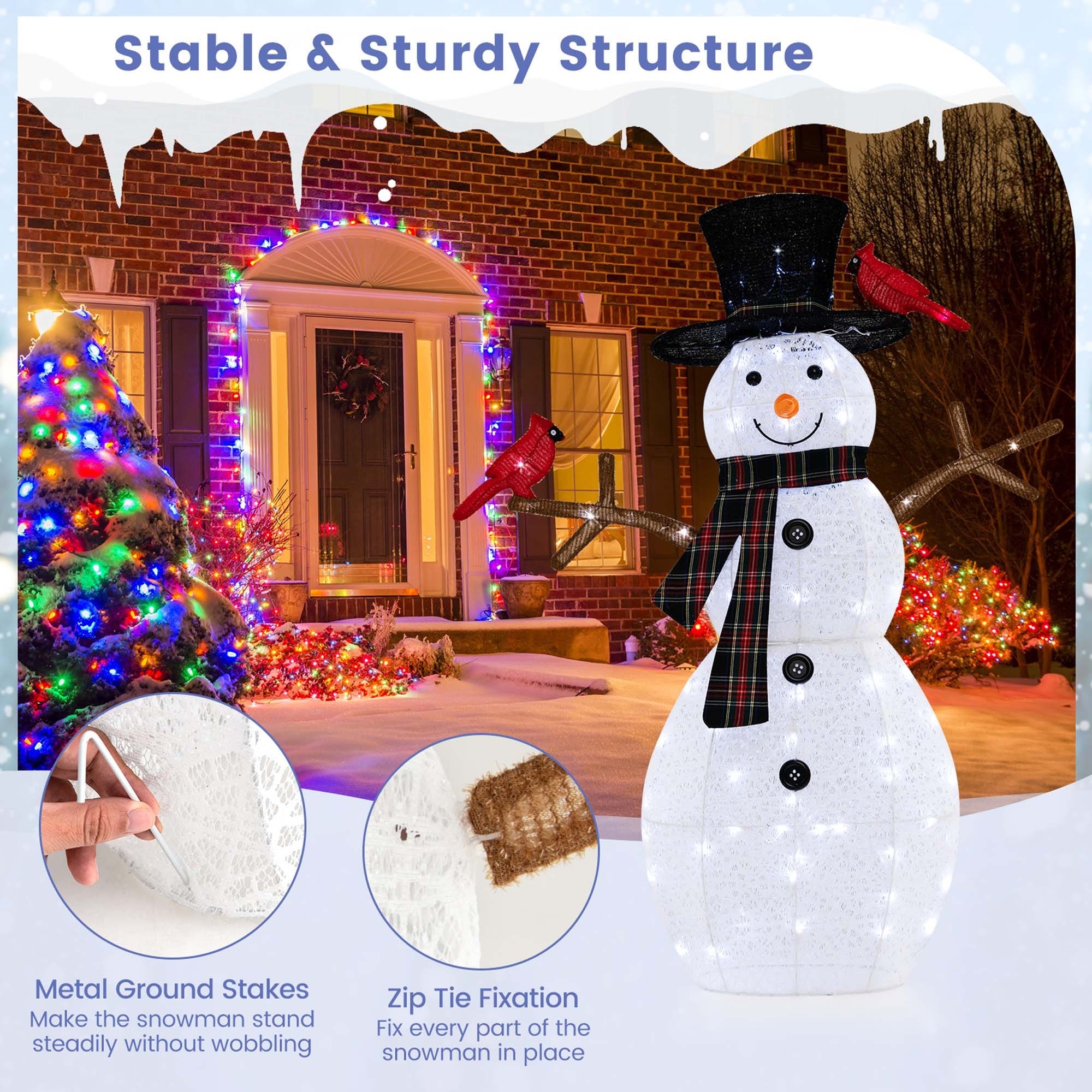 Costway 4.2 FT Pre-Lit Snowman \u0026 Redbirds Christmas Decoration with - See  Details - Bed Bath \u0026 Beyond - 42069019, image size:2000x2000