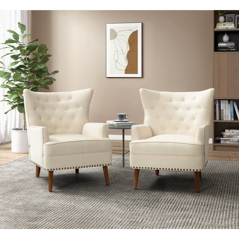 Alpheus Accent Armchair with Tufted Back Set of 2 by HULALA HOME