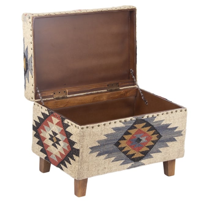 HERAT ORIENTAL Handmade Kilim Upholstered Storage Stool