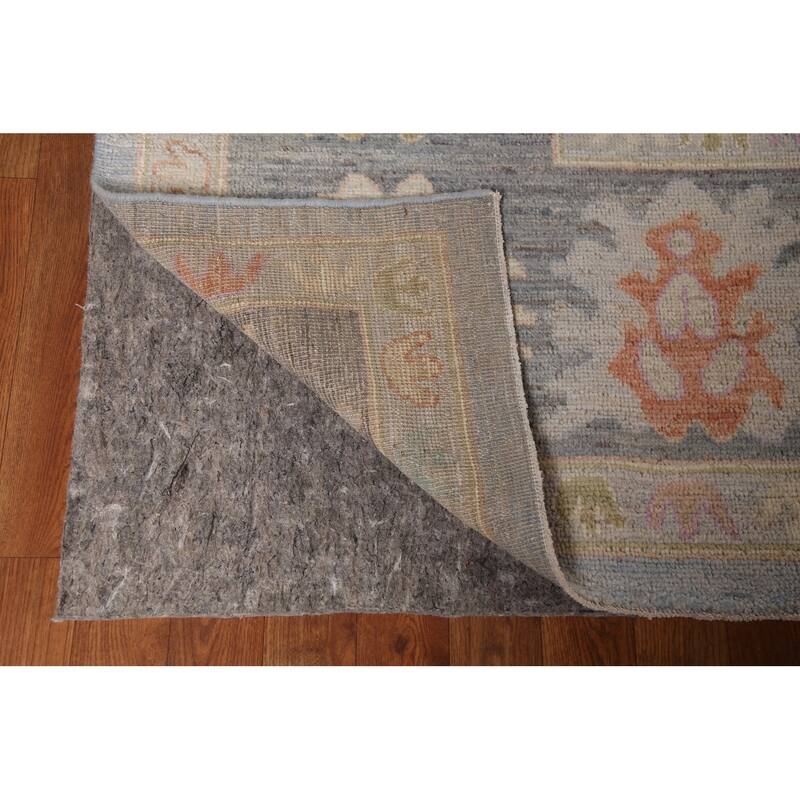 Oushak Turkish Large Rug Hand-Knotted Light Blue Wool Carpet - 10'0"x 13'8"