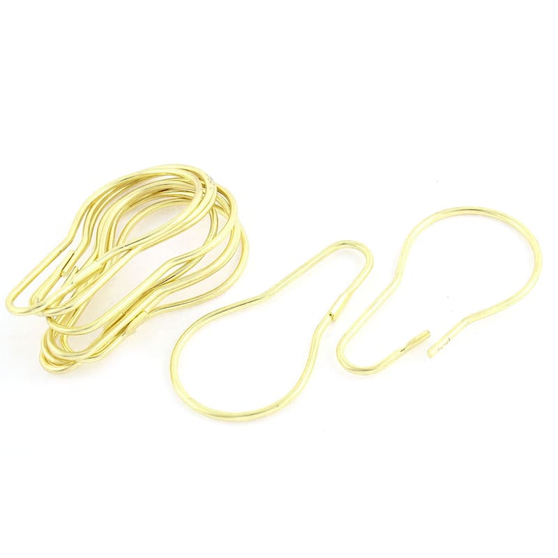 Calabash Shaped Metal Bathroom Shower Curtain Ring Hooks 10 Pcs - Gold Tone
