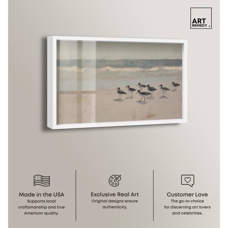Seagulls at the Beach II Shadowbox by Art Remedy