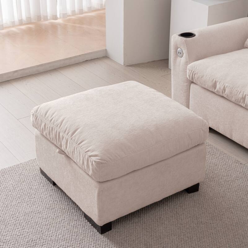 114.5"Modern L Shaped Chenille Sofa Couch Reversible Ottoman With Storage Removable and Washable Cushions Sofa
