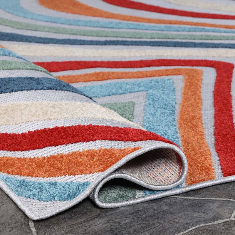 Superior Wave Coastal Striped Indoor Outdoor Area Rug