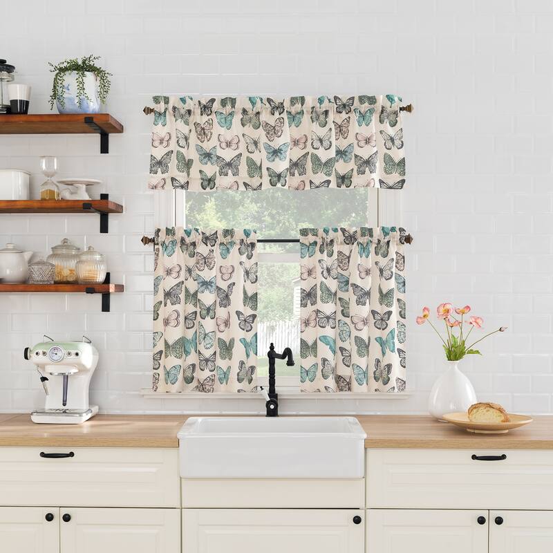 No. 918 Magdalena Crushed Voile Sheer Rod Pocket Kitchen Curtain Tier Pair