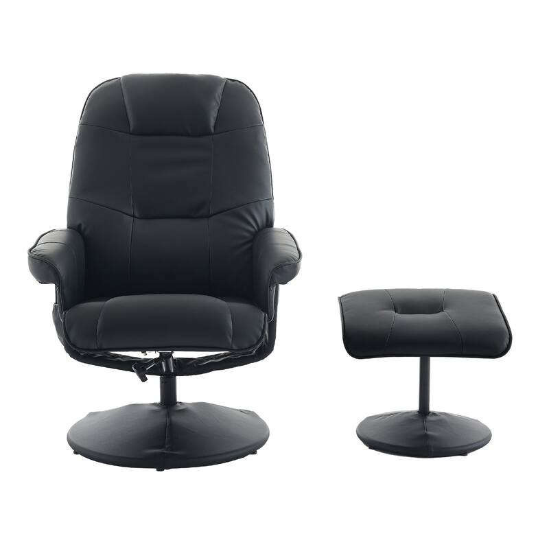 Massage Recliner Chair, 360° Swivel PU Leather Reclining Chair with Wrapped Base, Seat Heating and 140° Adjustable Backrest