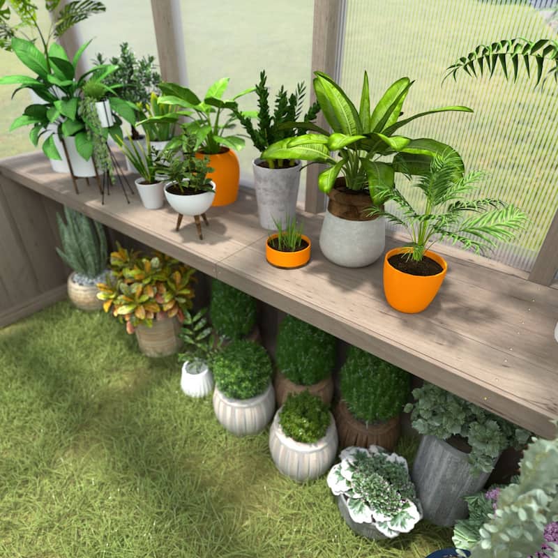 VEIKOUS Wooden Greenhouse Shelves, Heavy-Duty Storage Shelving for Wooden Greenhouses, 5 Available Sizes
